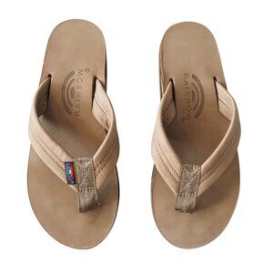 Rainbow Tan Flip Flops Double Layer Premier Leather Arch Support Sz W 5.5-6.5